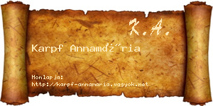 Karpf Annamária névjegykártya